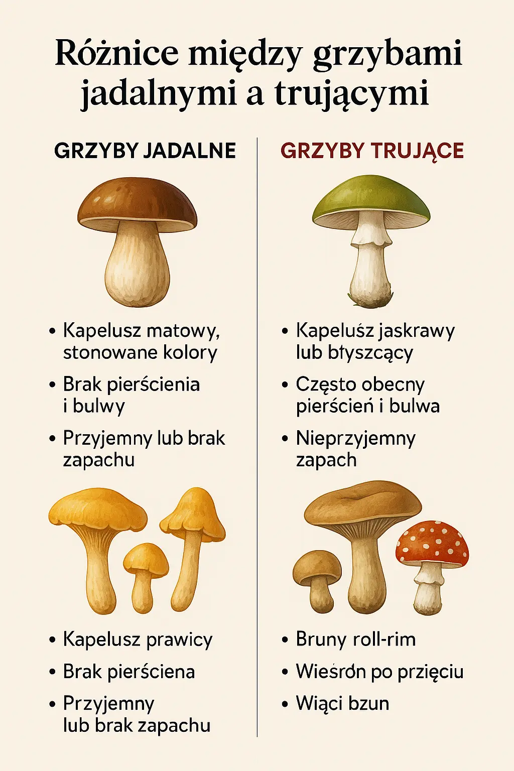 grzyby jadalne i trujące